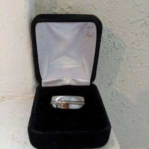 Tungsten Silver Inlay Wedding Ring Size 9 Rope Style Inlay NIB